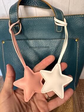 Bundle Bag Charm Set of 2 White Star Purse Charm Pink Star Bag Charm Western